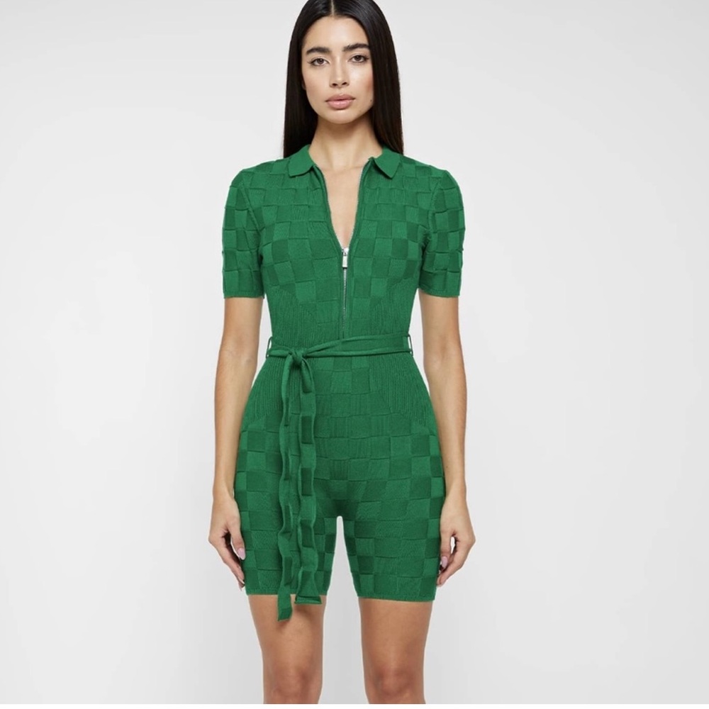 Checkerboard knitted bodysuit/jumpsuit/romper